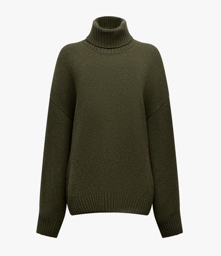 Cashmere Oversized Turtleneck | Moss