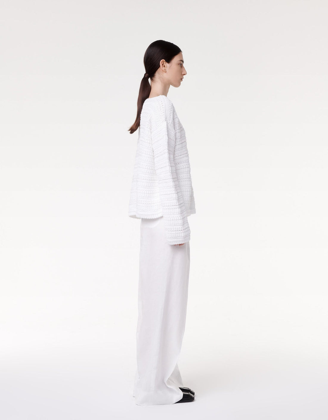 Oversized Textured Sweater - Resale | White