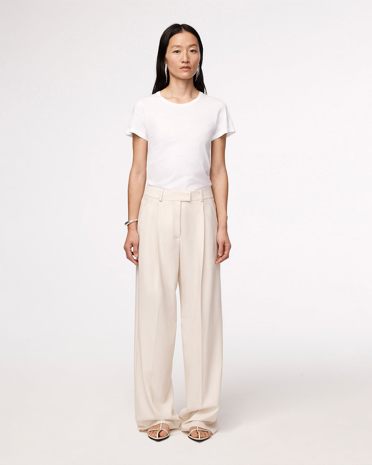 Another Tomorrow Crew Neck T-Shirt in White – Cotton Women's Top