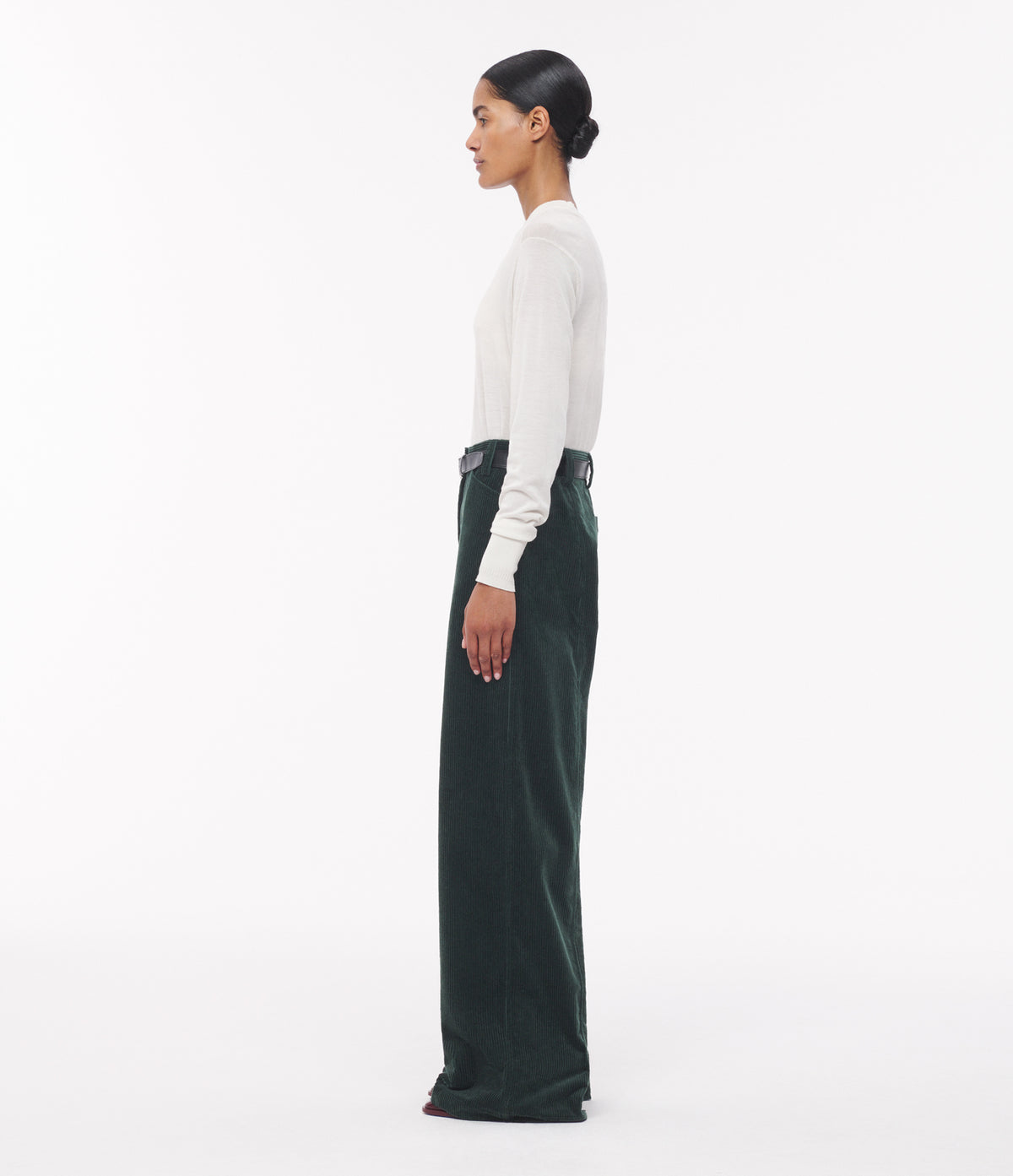 Another Tomorrow Patch Pocket Corduroy Pant in Pine – Cotton Women's Trousers