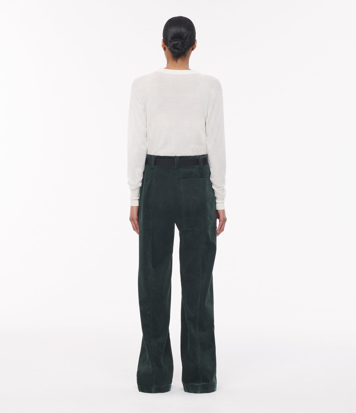 Another Tomorrow Patch Pocket Corduroy Pant in Pine – Cotton Women's Trousers