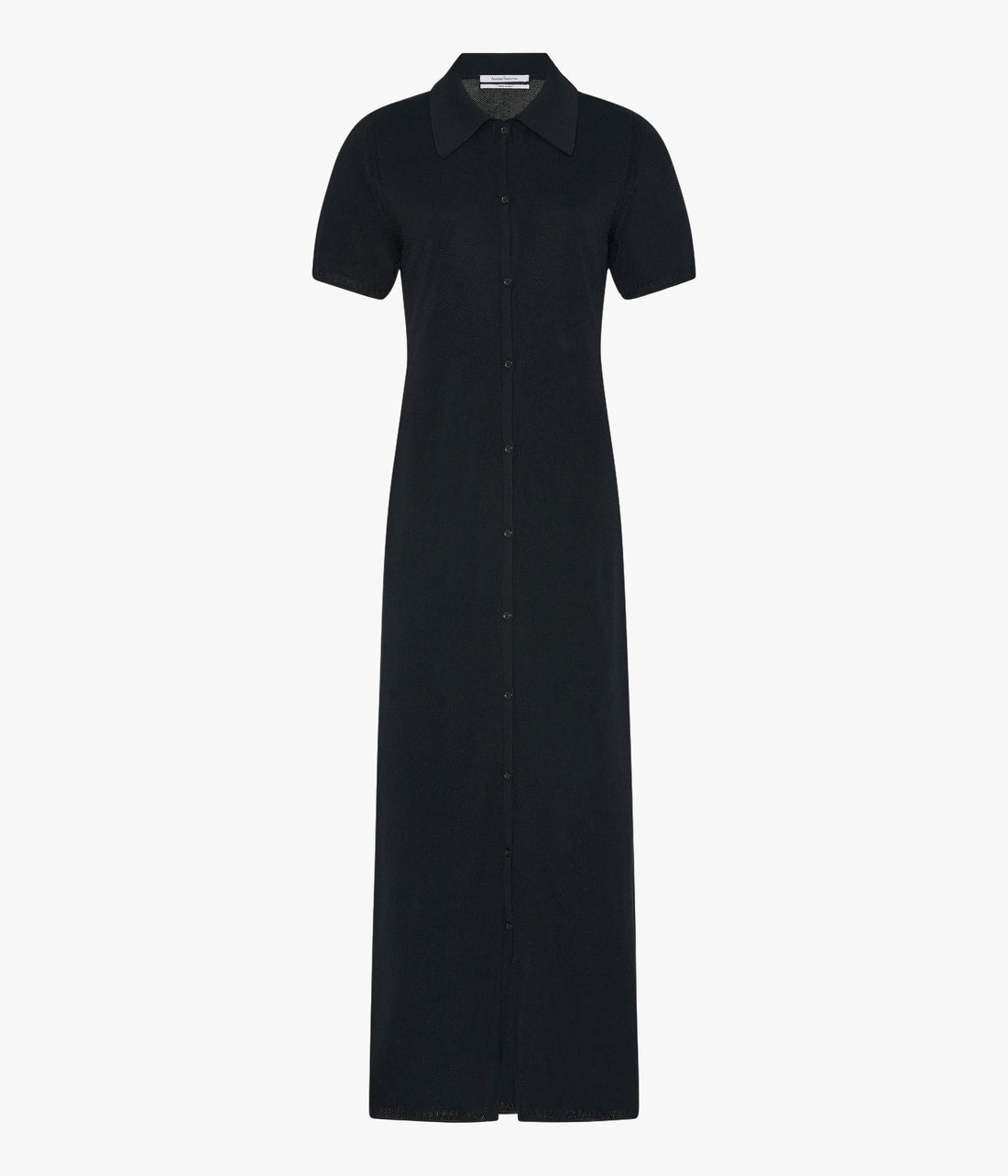 Another Tomorrow Pique Polo Dress in Black – Cotton Women's Dress