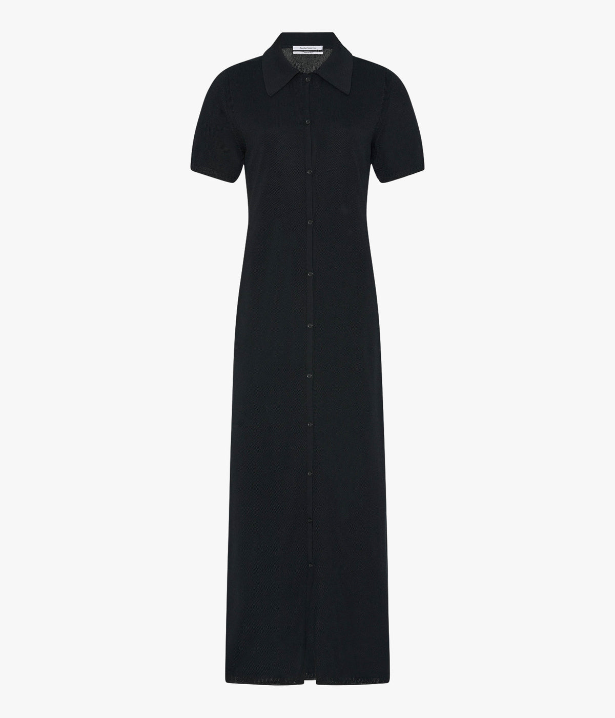 Another Tomorrow Pique Polo Dress in Black – Cotton Women's Dress