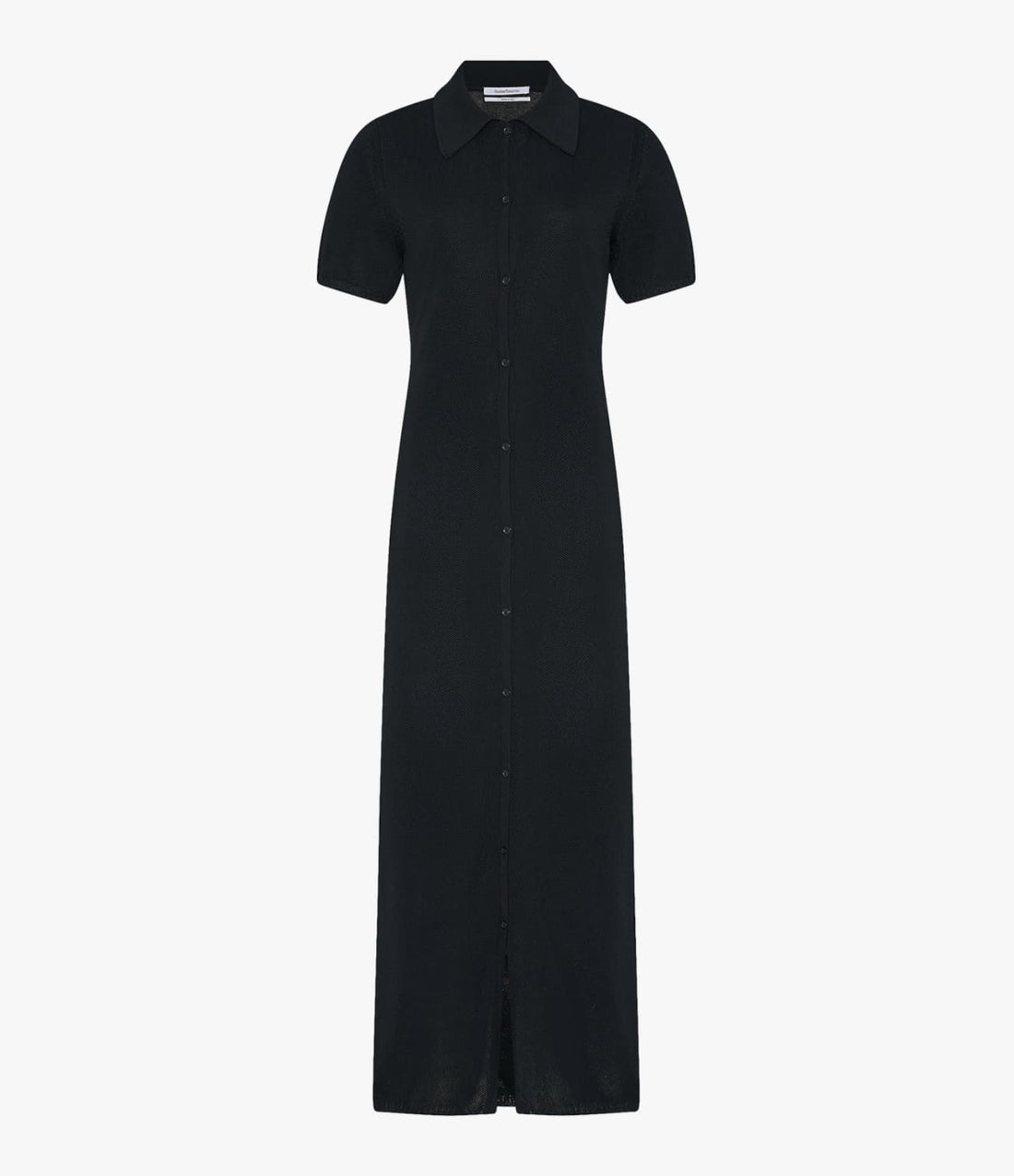 Another Tomorrow Pique Polo Dress in Black – Cotton Women's Dress