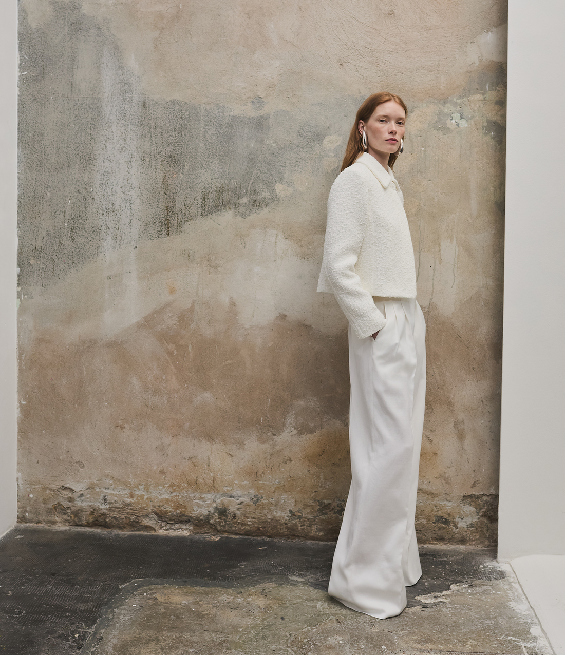 High Waisted Pleated Trouser | Off White