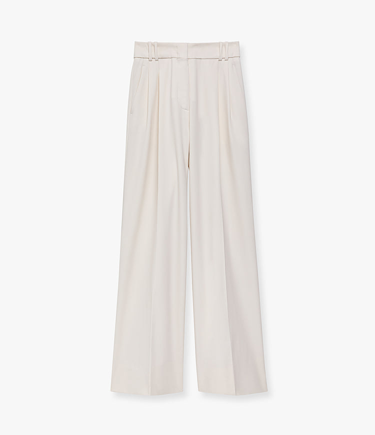 Twill Pleated Trouser in vanilla