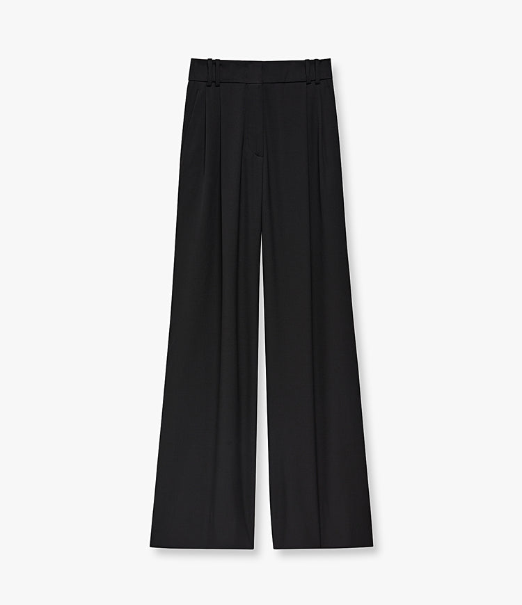 Twill Pleated Trouser in black