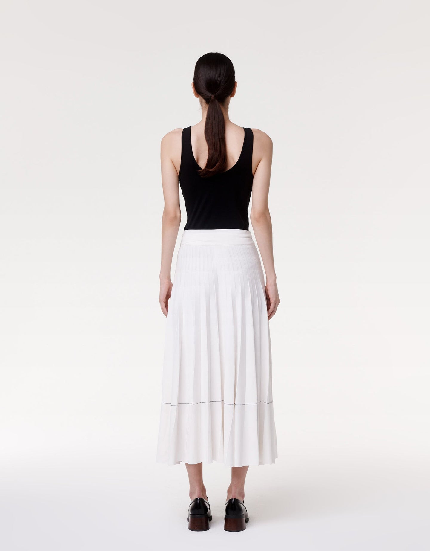 Another Tomorrow Pleated Skirt in White – Viscose Women's Skirt