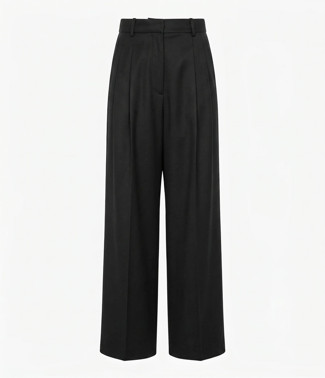 Another Tomorrow High Waisted Pleated Trouser in Black – Cotton Women's Trousers