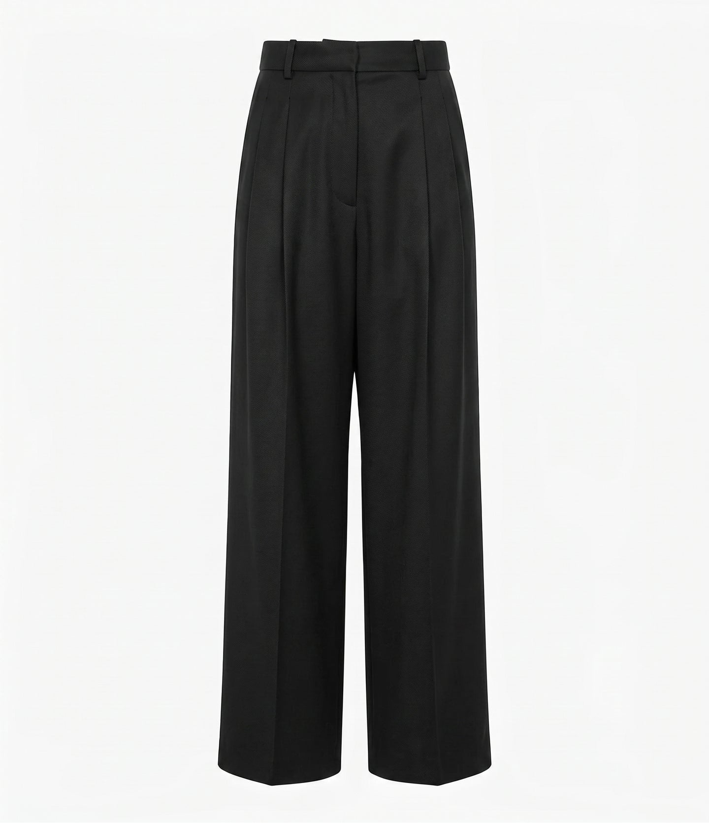 Another Tomorrow High Waisted Pleated Trouser in Black – Cotton Women's Trousers