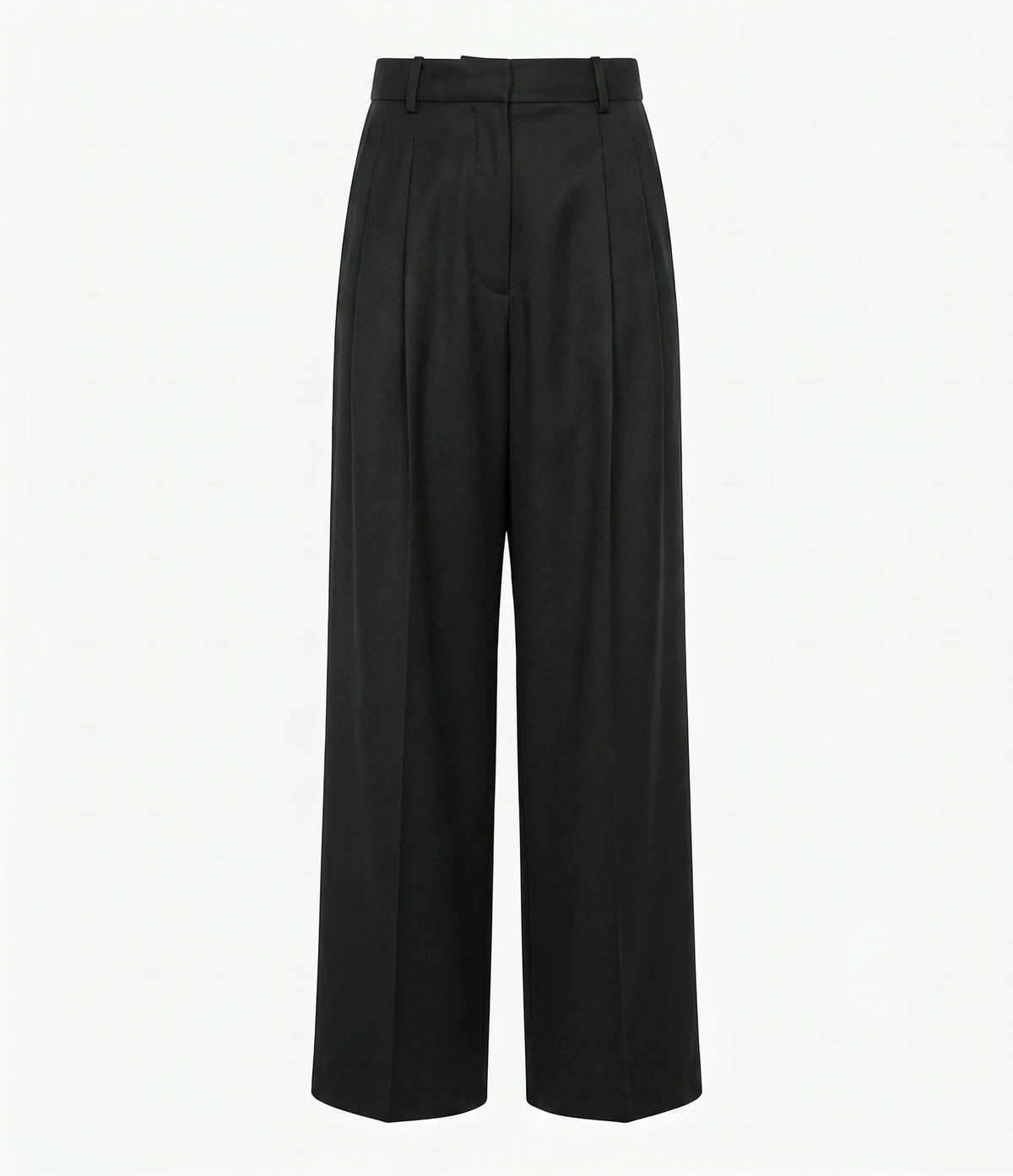 Another Tomorrow High Waisted Pleated Trouser in Black – Cotton Women's Trousers
