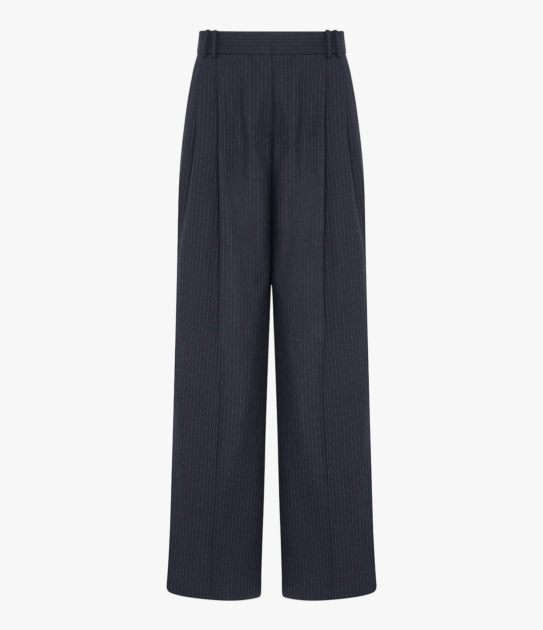 Pinstripe Pleated Trouser | Navy/Chalk