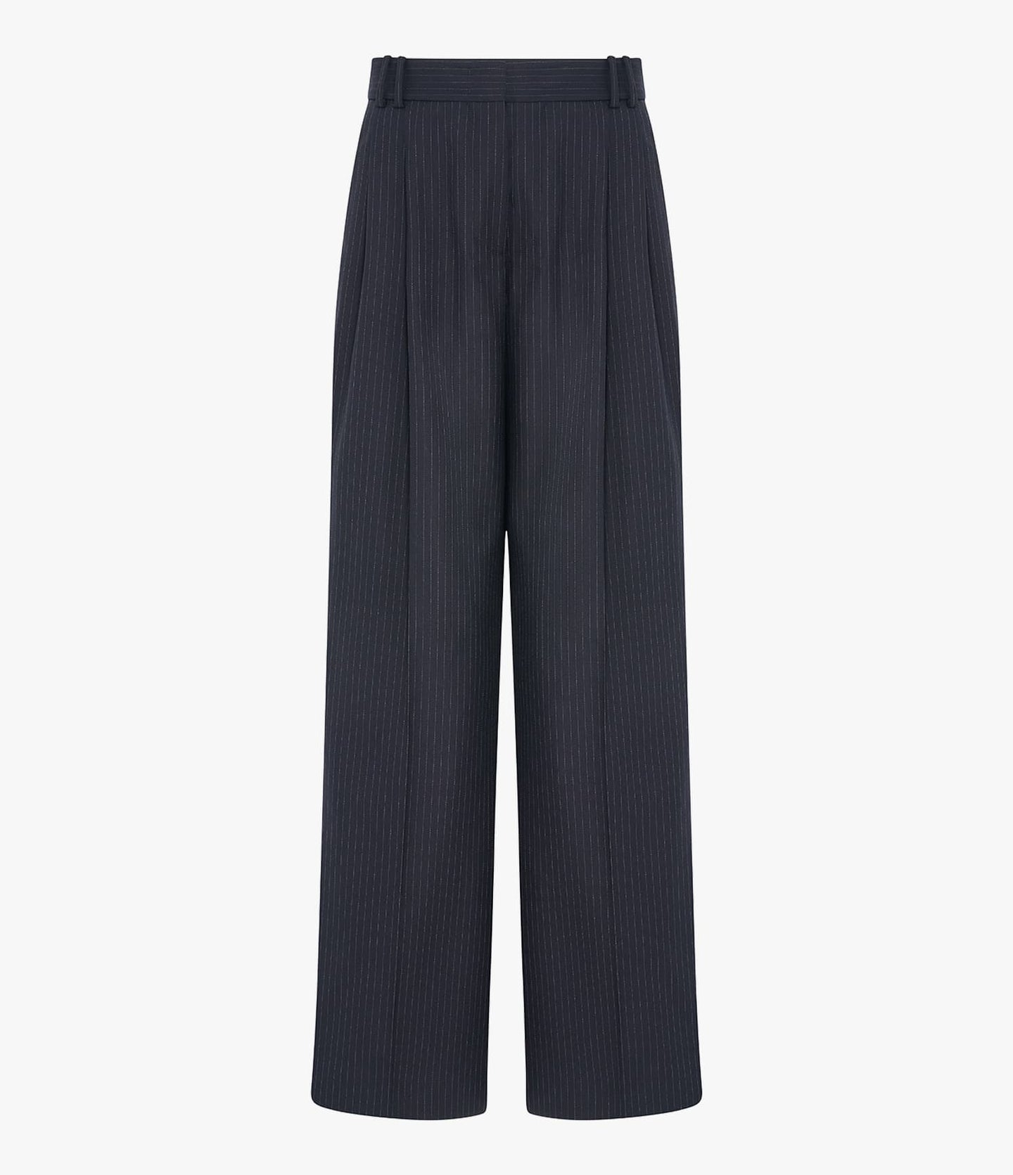 Pinstripe Pleated Trouser | Navy/Chalk