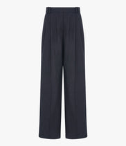 Pinstripe Pleated Trouser | Navy/Chalk