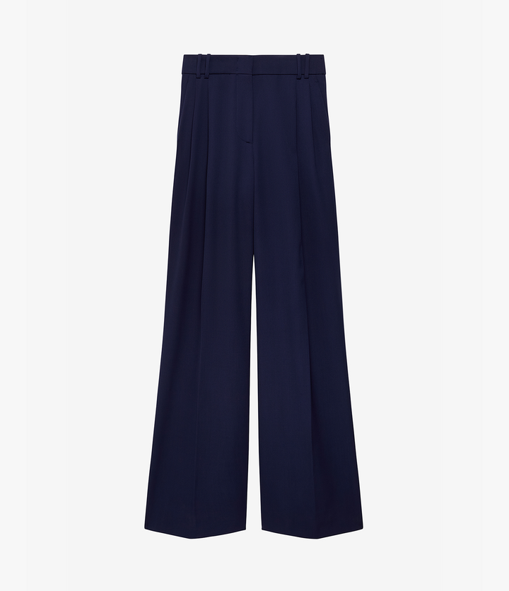 Twill Pleated Trouser in indigo