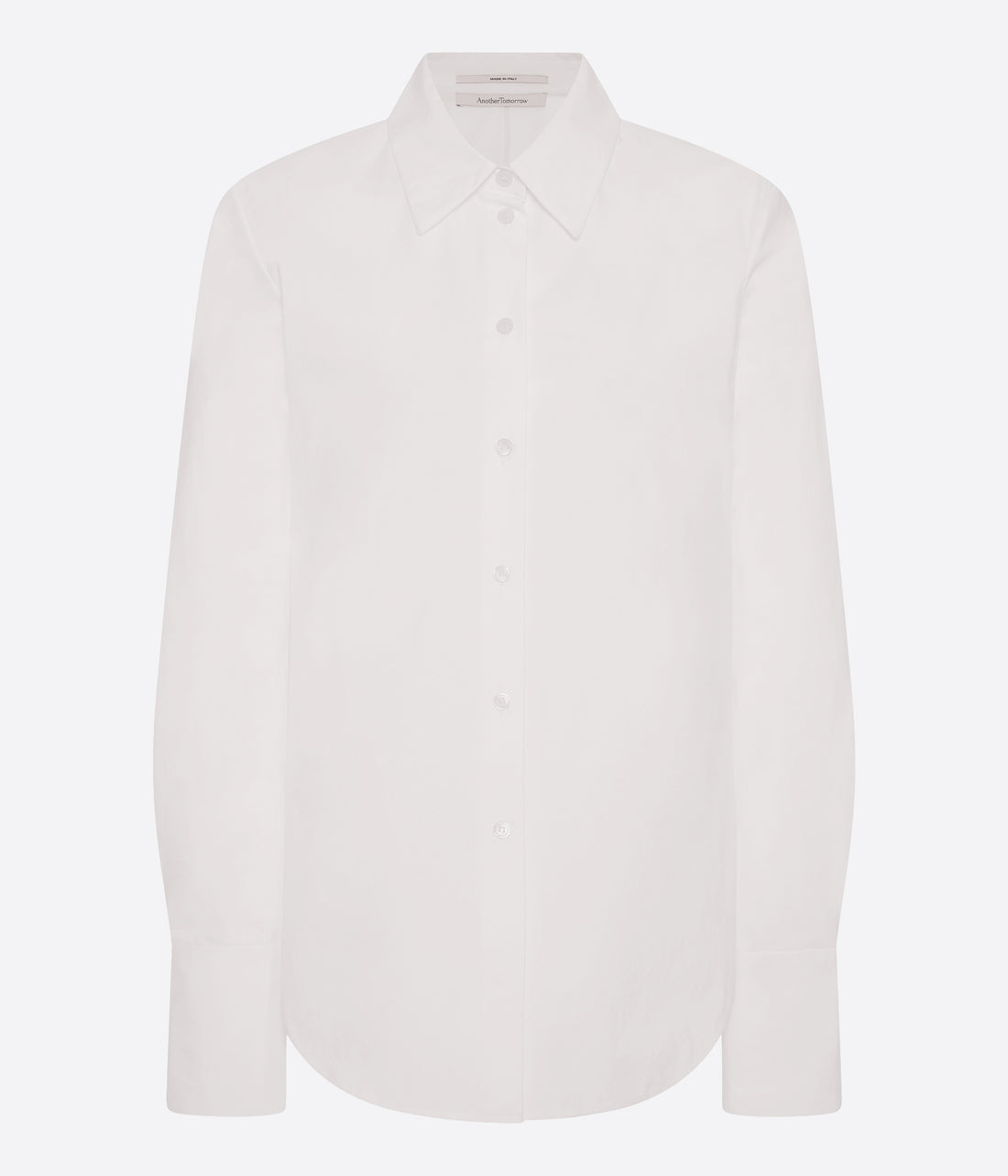 Another Tomorrow Poplin Bias Shirt in White – Cotton Women's Top