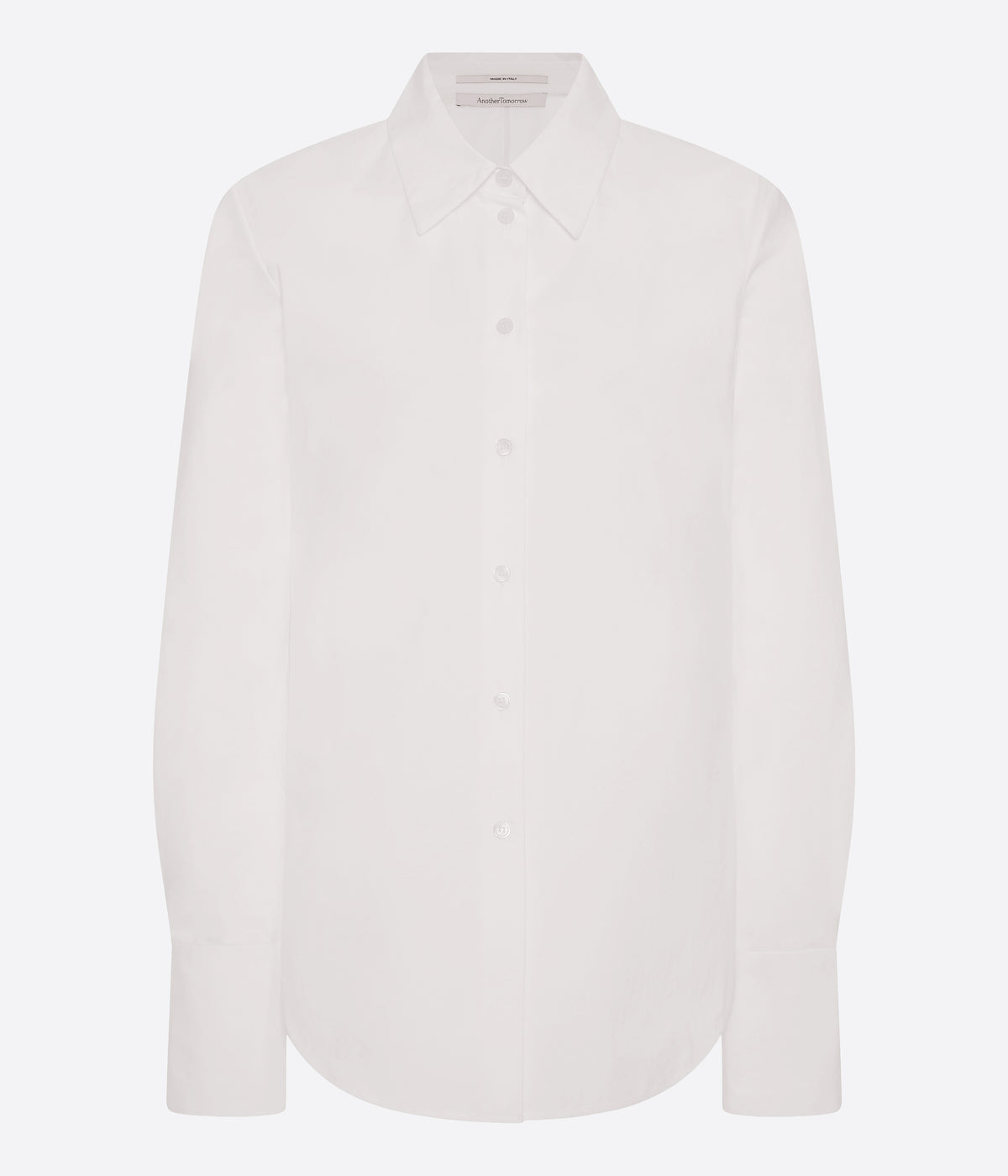 Another Tomorrow Poplin Bias Shirt in White – Cotton Women's Top