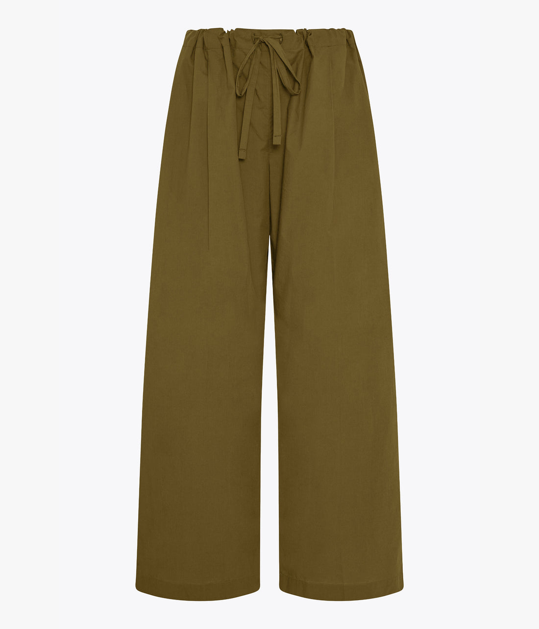 Another Tomorrow Poplin Drawcord Pant in Kelp – Cotton Women's Trousers