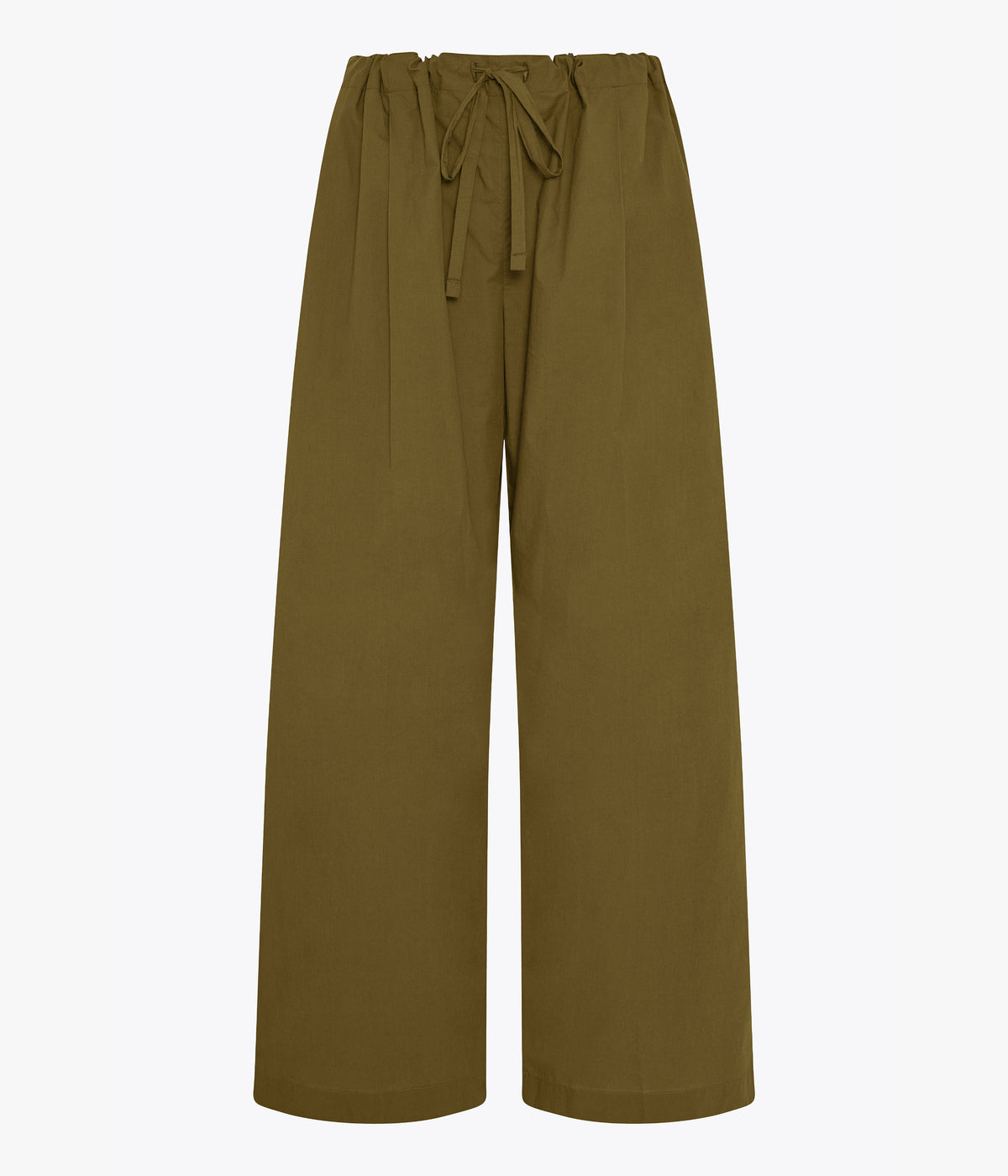Another Tomorrow Poplin Drawcord Pant in Kelp – Cotton Women's Trousers