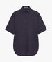 Another Tomorrow Poplin Short Sleeve Shirt in Midnight – Cotton Women's Trousers