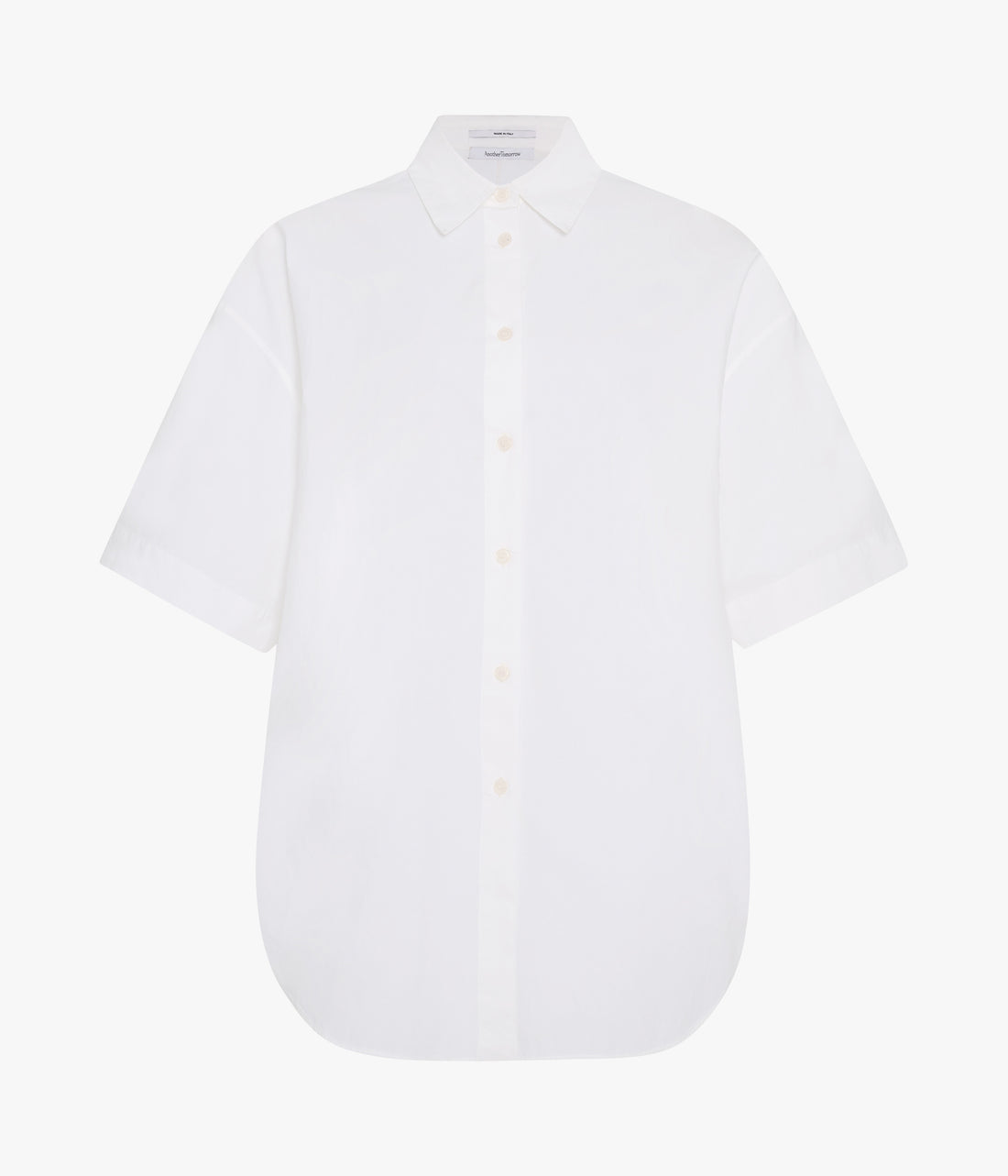 Another Tomorrow Poplin Short Sleeve Shirt in White – Cotton Women's Trousers