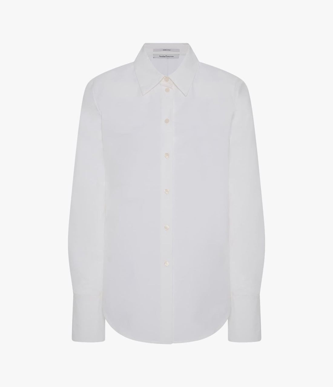 Another Tomorrow Poplin Bias Shirt in White – Cotton Women's Top