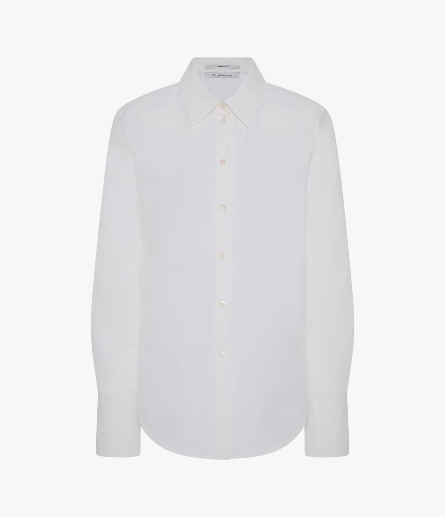 Another Tomorrow Poplin Bias Shirt in White – Cotton Women's Top