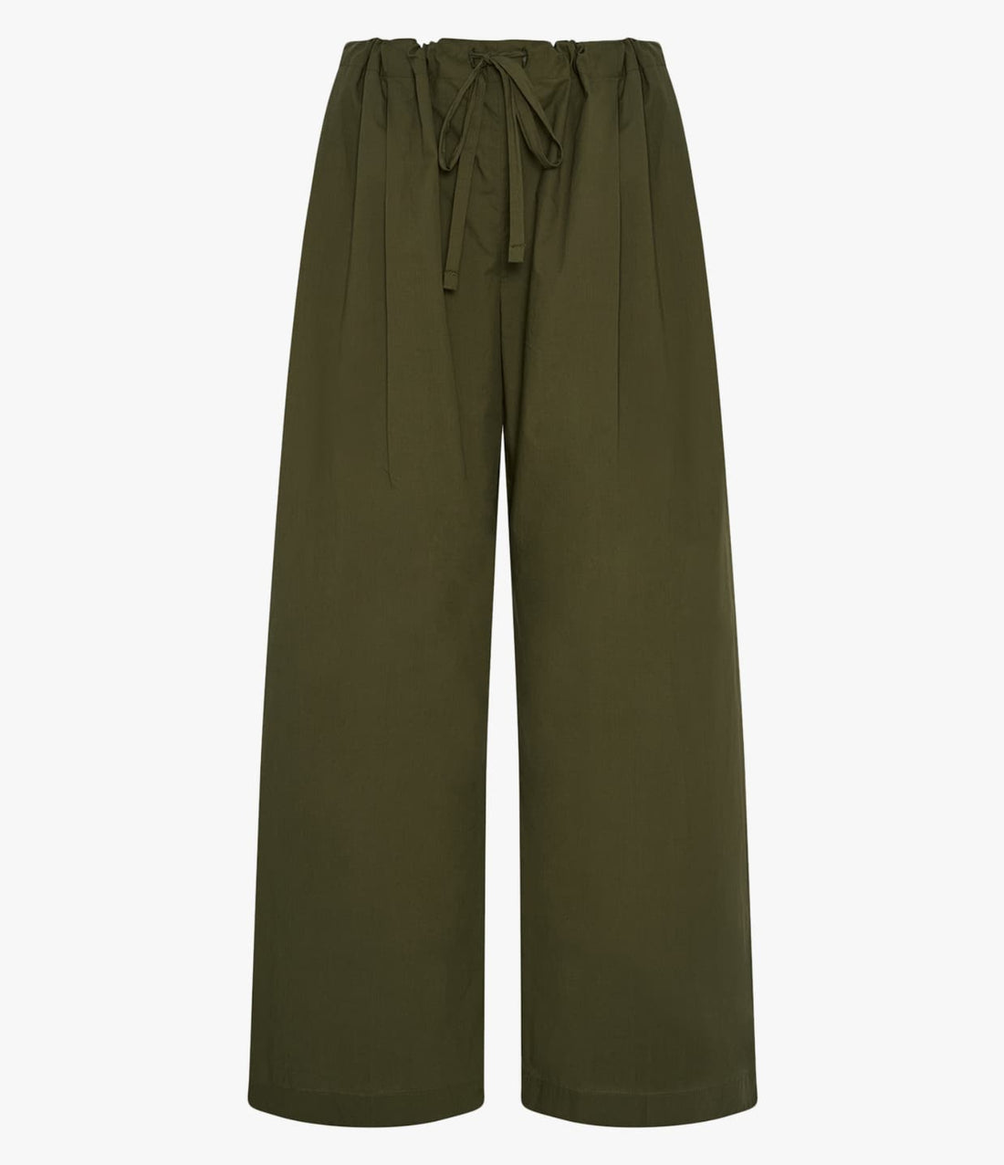 Another Tomorrow Poplin Drawcord Pant in Kelp – Cotton Women's Trousers