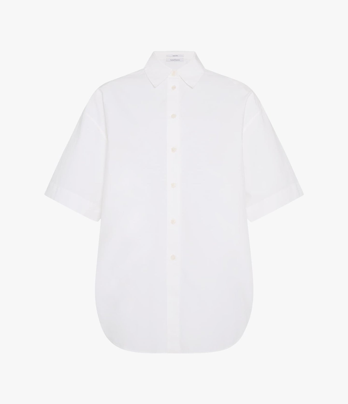 Another Tomorrow Poplin Short Sleeve Shirt in White – Cotton Women's Trousers