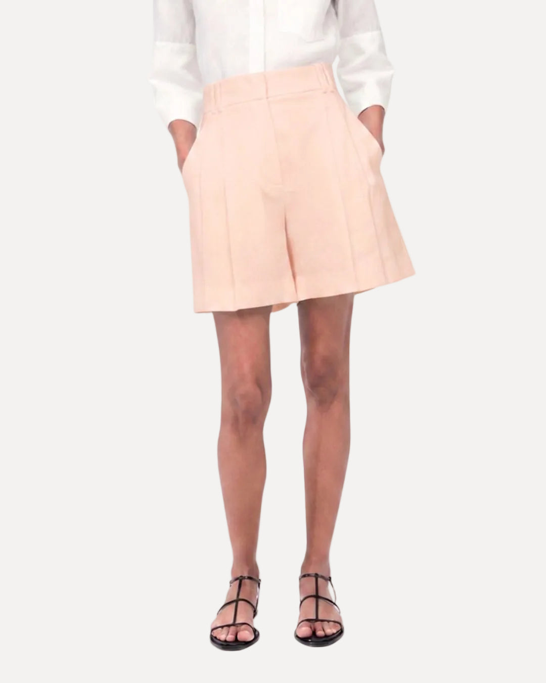 Linen Pleated Short | Quartz