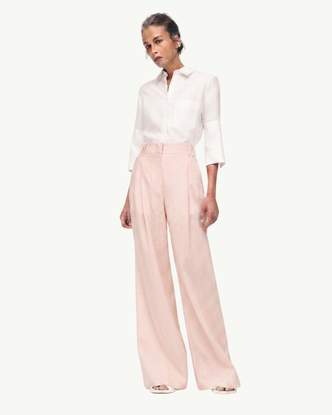 Linen Pleated Trouser | Quartz