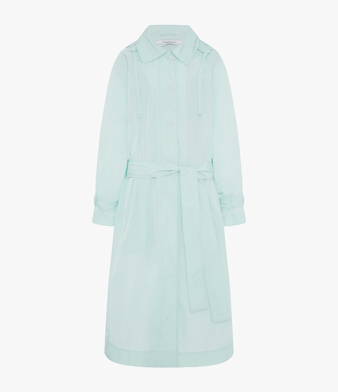 Another Tomorrow Recycled Nylon Trench in Aquamarine – Nylon Women's Outerwear