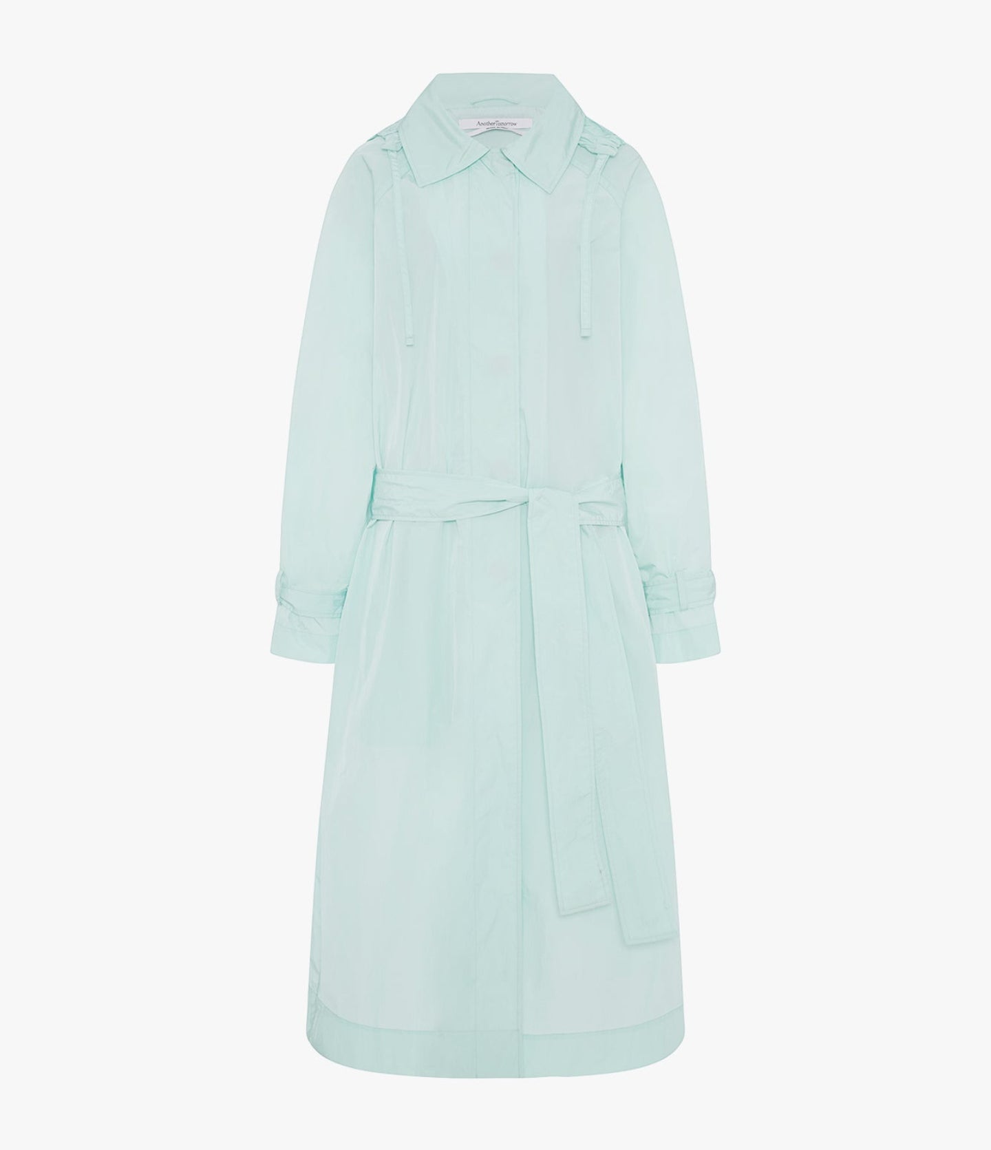 Another Tomorrow Recycled Nylon Trench in Aquamarine – Nylon Women's Outerwear