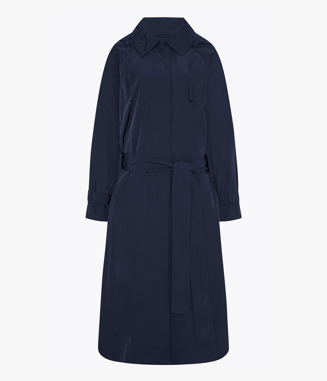 Another Tomorrow Recycled Nylon Trench in Navy – Nylon Women's Outerwear