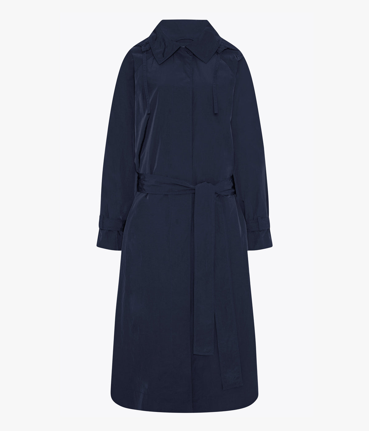 Another Tomorrow Recycled Nylon Trench in Navy – Nylon Women's Outerwear