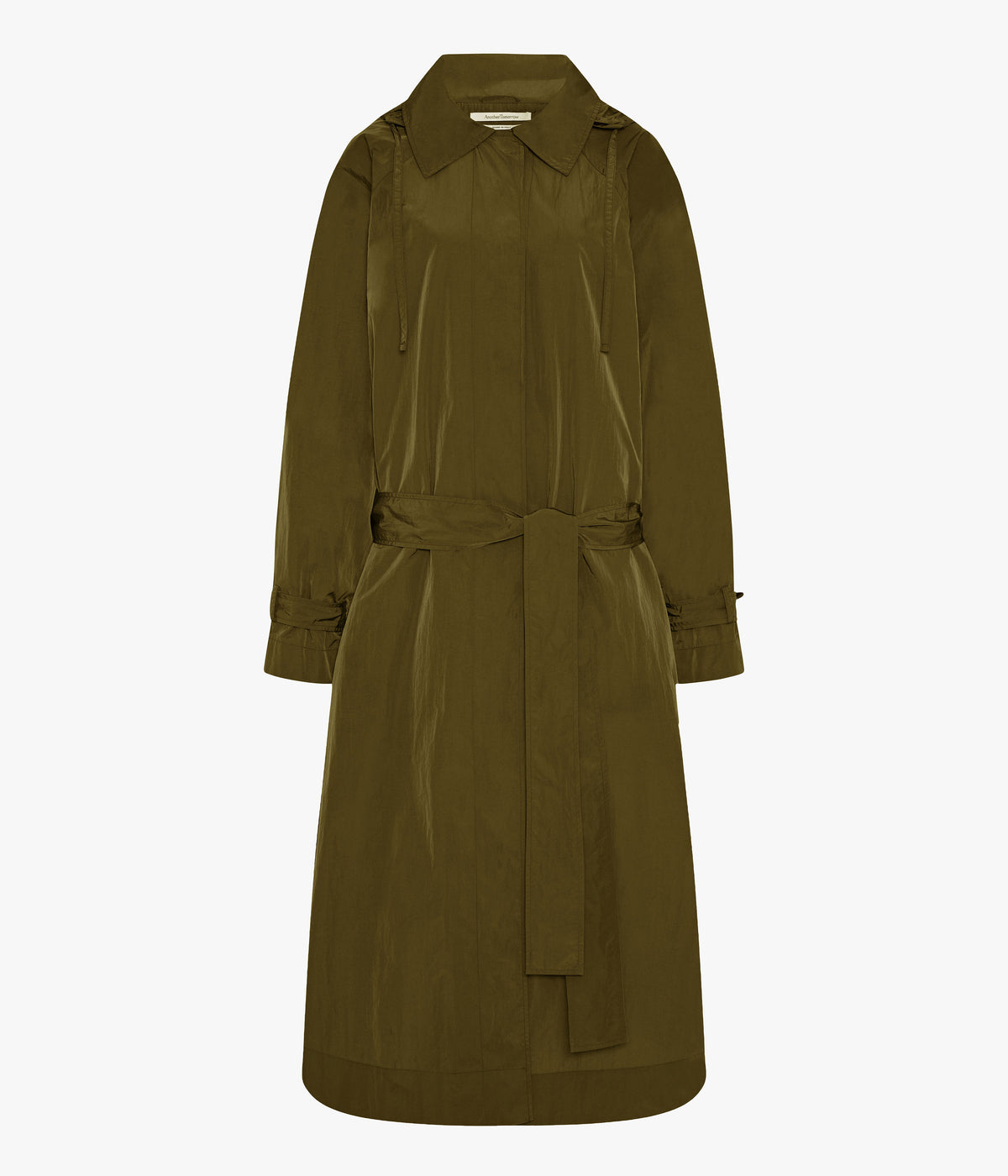 Another Tomorrow Recycled Nylon Trench in Olive – Nylon Women's Outerwear