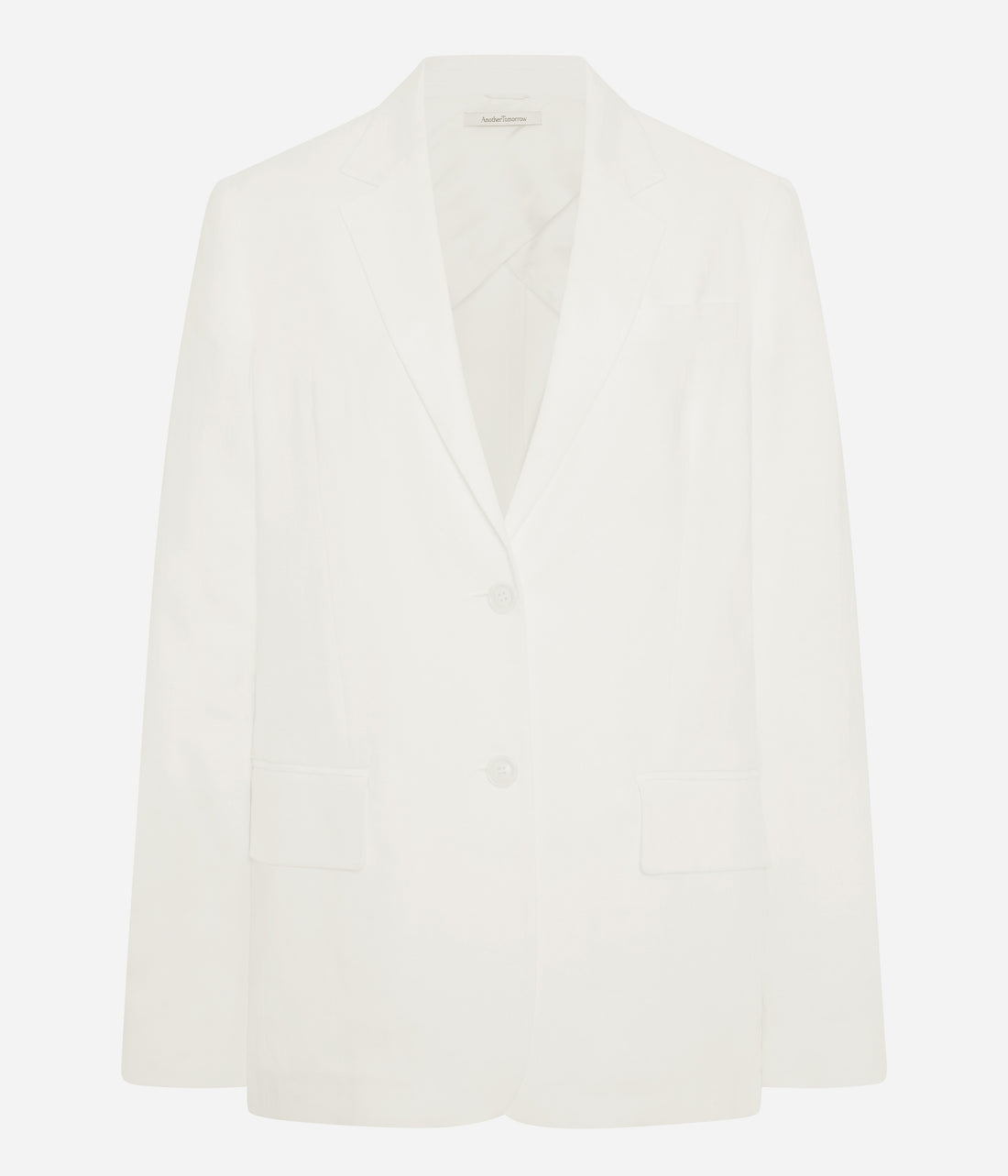 Another Tomorrow Relaxed Blazer in Off White – Linen Women's Jacket