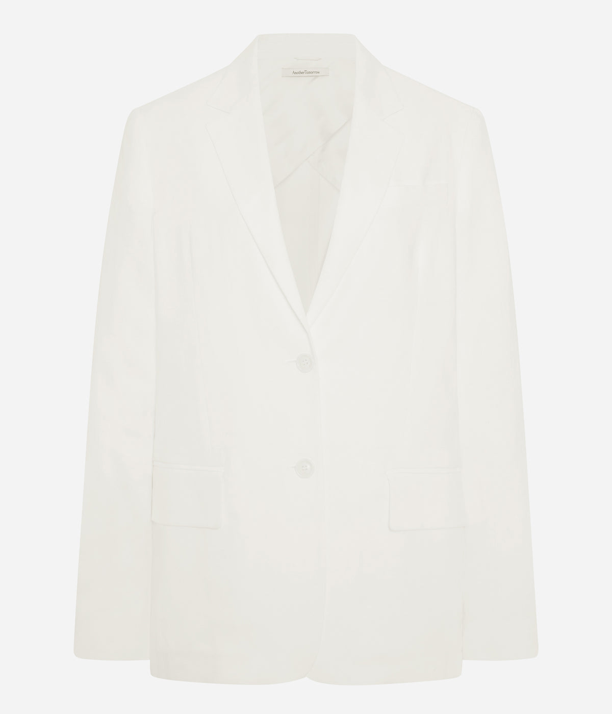 Another Tomorrow Relaxed Blazer in Off White – Linen Women's Jacket
