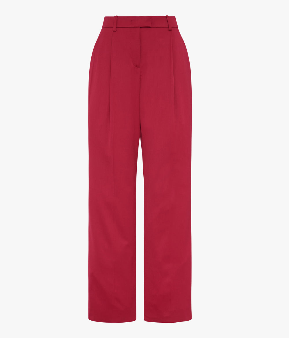 Another Tomorrow Relaxed Wide Leg Pant in Pinot Noir – Wool Women's Trousers