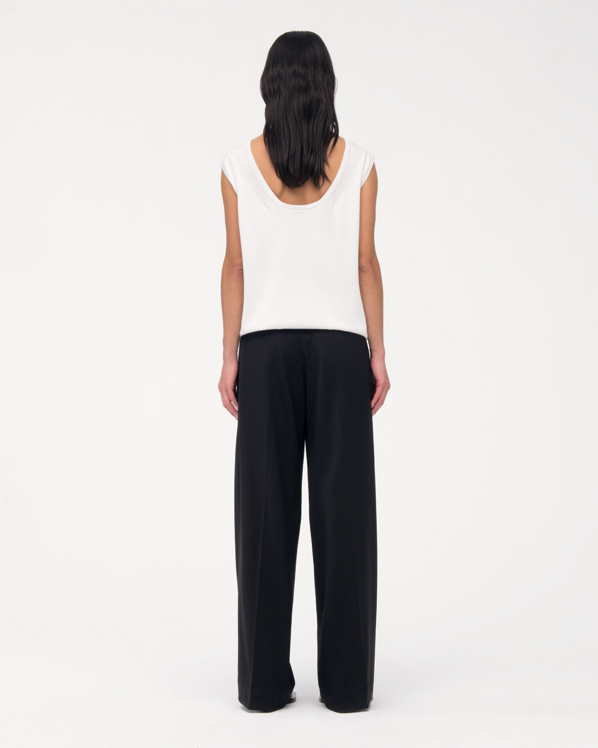 Another Tomorrow Relaxed Wide Leg Pant in Black – Wool Women's Trousers