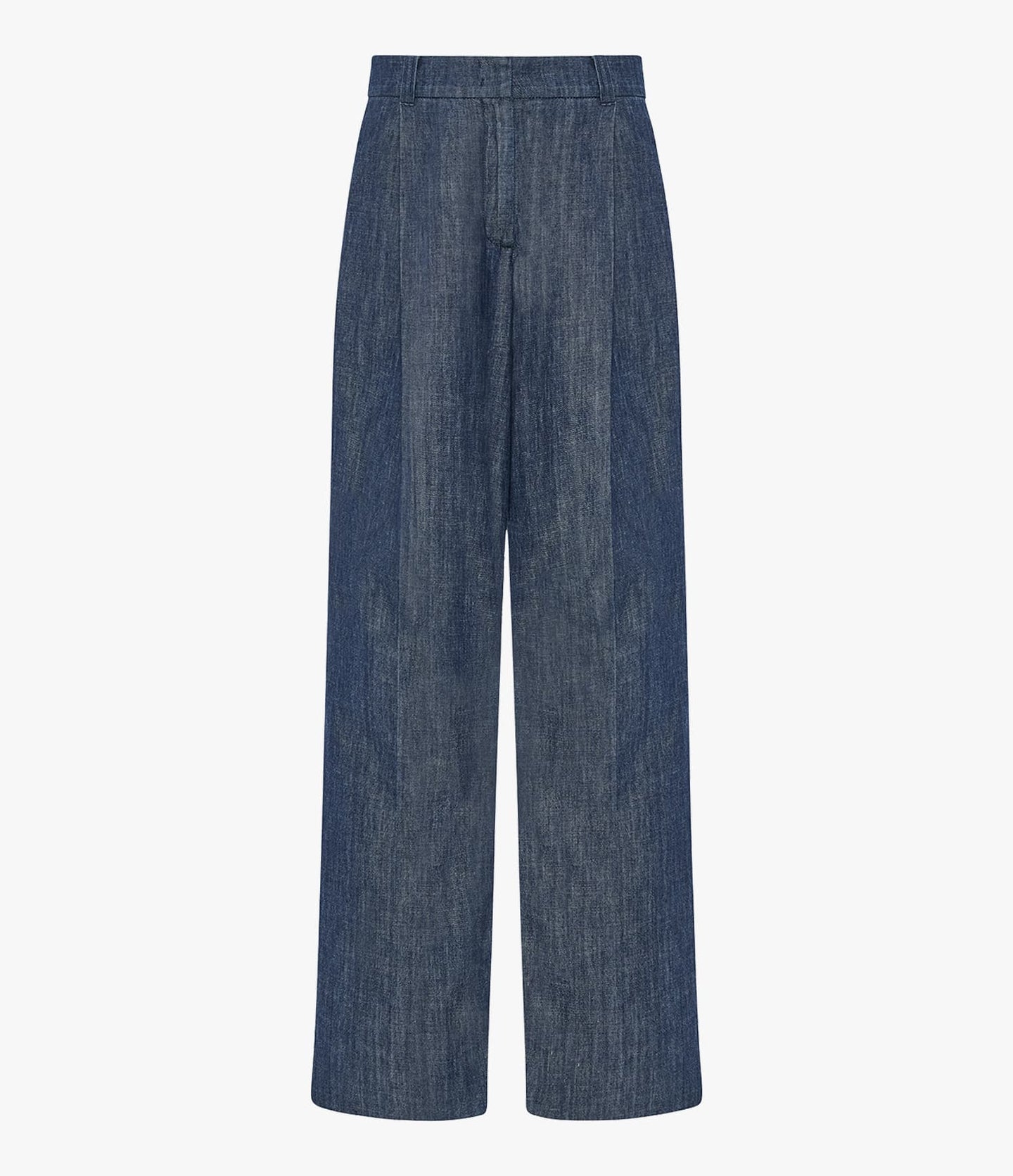 Chambray Relaxed Wide Leg Pant | Dark Blue