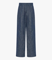 Chambray Relaxed Wide Leg Pant | Dark Blue