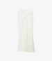 Another Tomorrow Asymmetrical Twist Skirt in Off White – Crêpe Women's Skirt