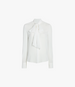 Another Tomorrow Bow Blouse in White – Viscose Women's Top