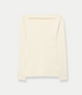 Another Tomorrow Compact Cutout Knit Top in Off White – Viscose Women's Knitwear