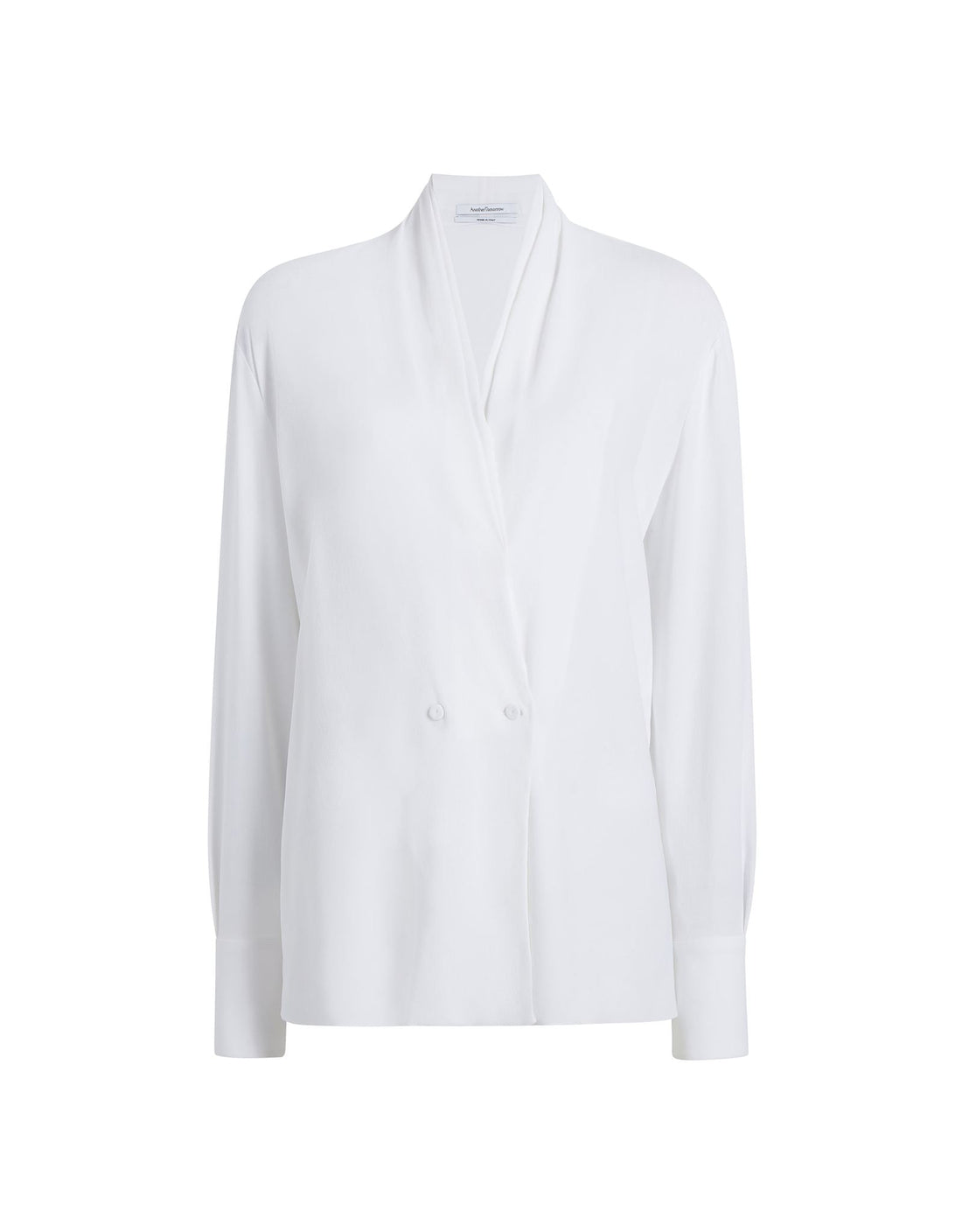 Another Tomorrow Gathered Neckline Blouse in White – Viscose Women's Top