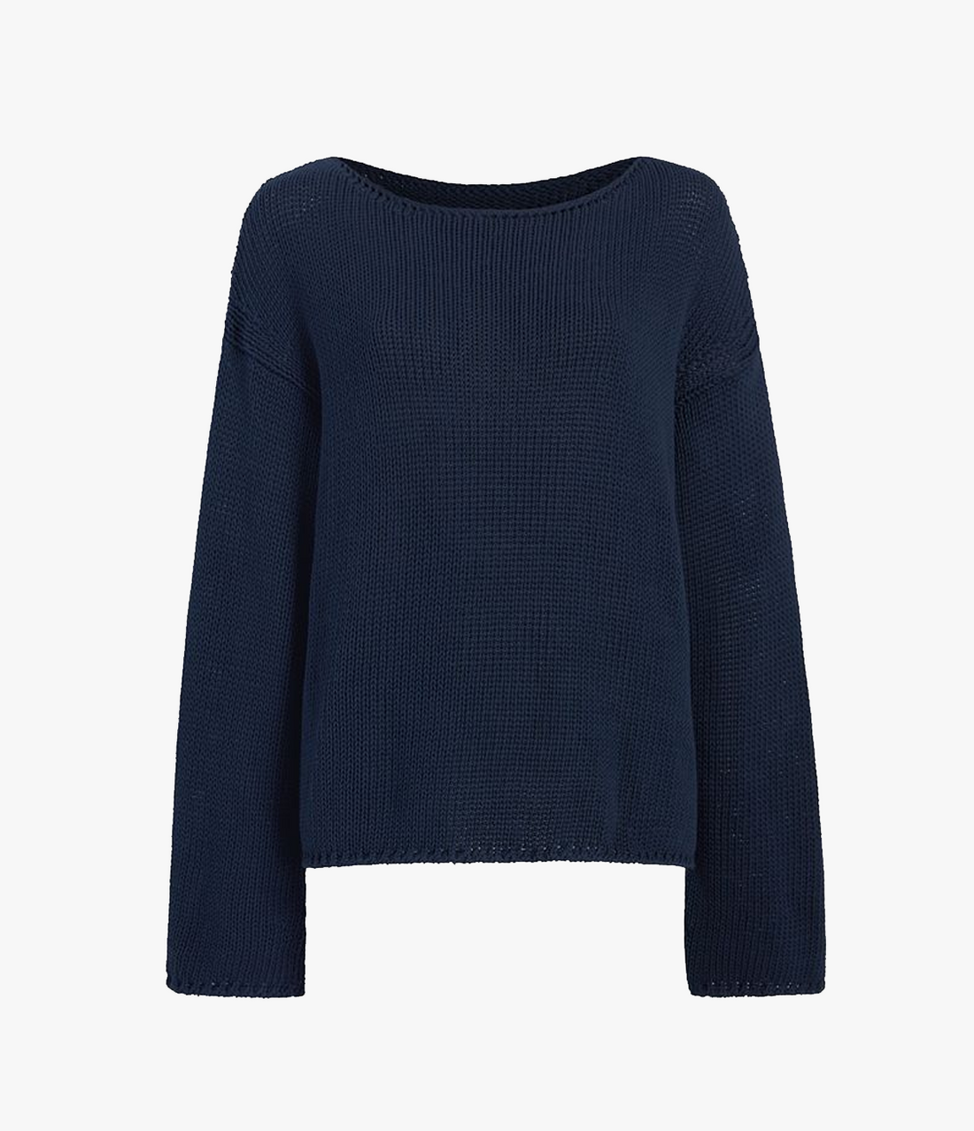 Another Tomorrow Draped Knit Sweater in Navy – Cotton Women's Knitwear