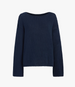 Another Tomorrow Draped Knit Sweater in Navy – Cotton Women's Knitwear