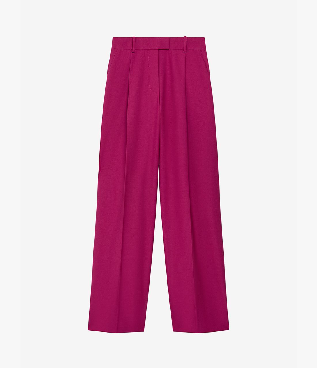 Another Tomorrow Relaxed Wide Leg Pant in Magenta – Wool Women's Trousers