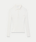 Another Tomorrow Ribbed Knit Polo in Off White – Silk Women's Knitwear